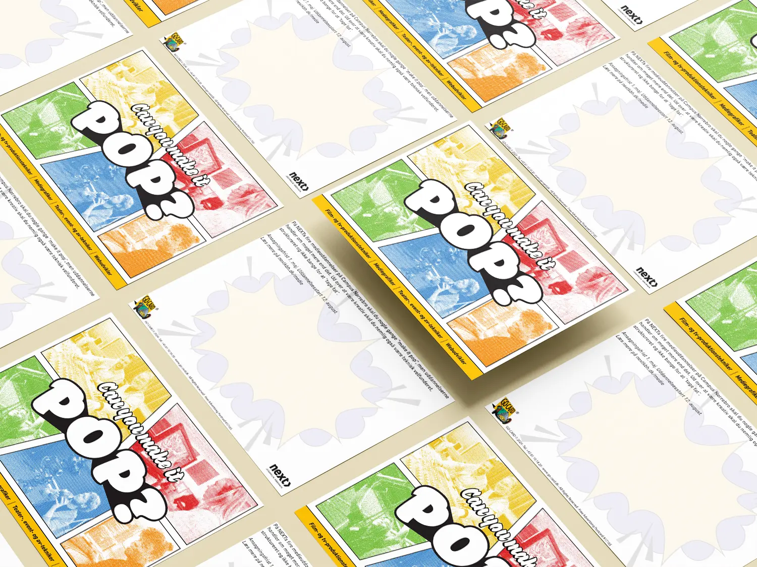 A spread of the cartoonish-style Go-card's front- and backpage
